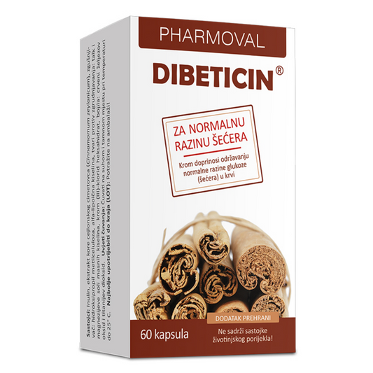 Moj webshop | Pharmoval Dibeticin za Normalnu Razinu Šečera u Krvi 60 kapsula