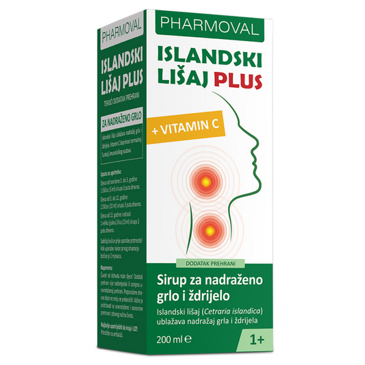 Moj webshop | Pharmoval Islandski Lišaj Plus Sirup za Nadraženo Grlo i Ždrijelo 200 ml.