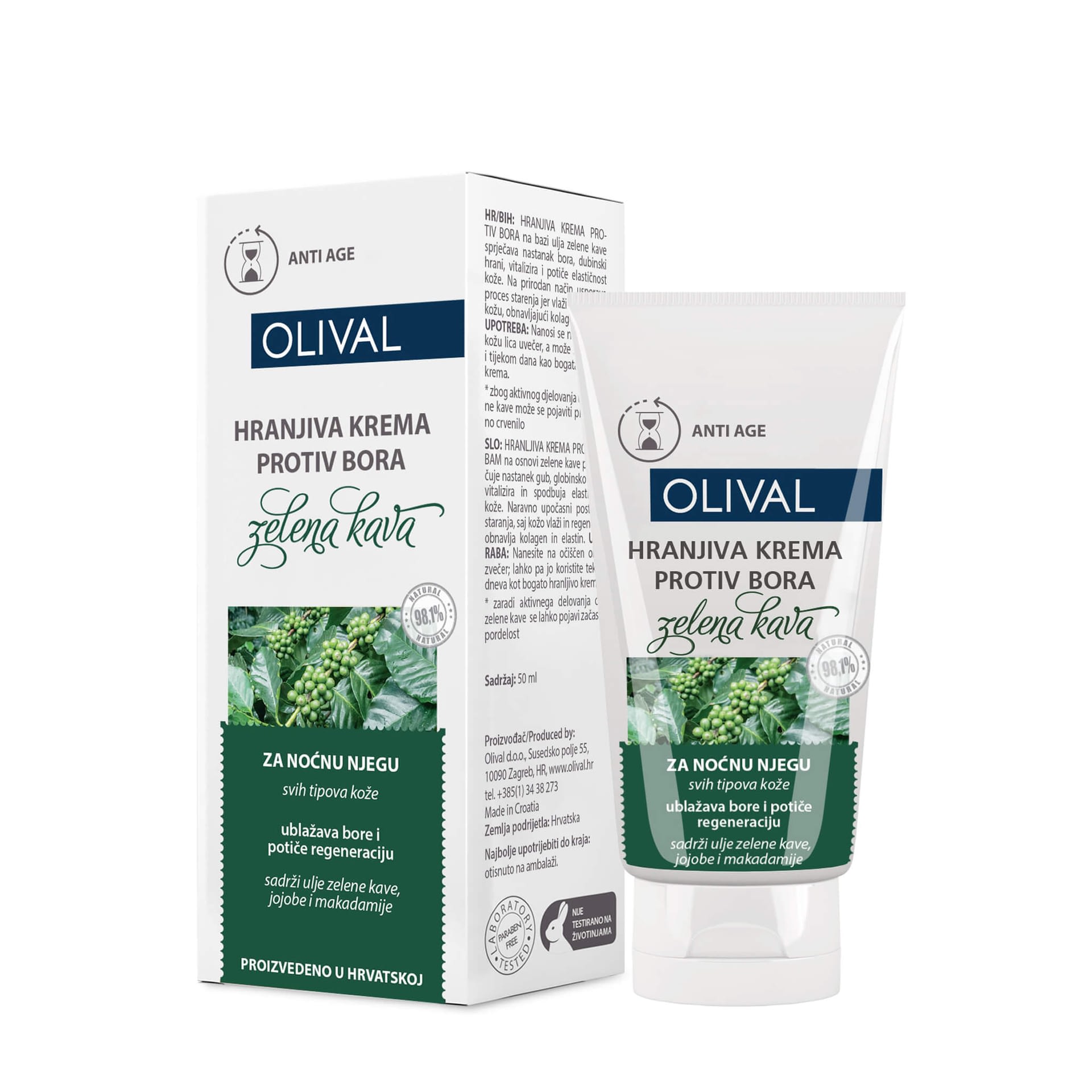 Moj webshop | Olival Zelena Kava Anti Age Hranjiva Krema Protiv Bora 50 ml.